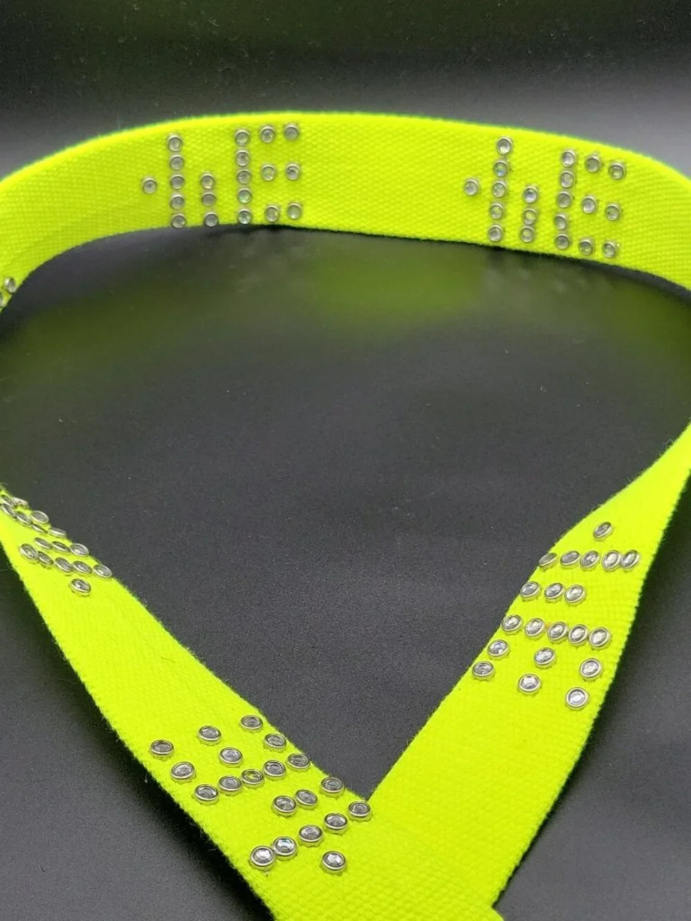 Yellow Webbed Belt Adjustable Solid Studded Goth Emo  Buckle One Size